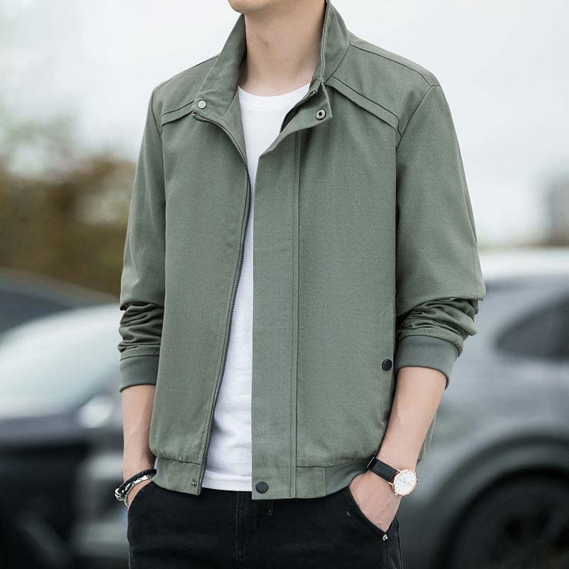 Pure Cotton Jacket Men's Jacket Loose Stand-up Collar Spring Autumn New Casual Jacket Men's Clothing