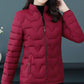 Women Winter Down-filled Coat Solid Color Slim Short Wadded Jacket Large Size Stand Collar Zipper Cotton Coats