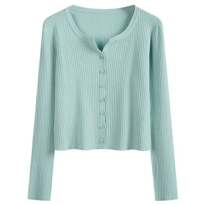 Thin Knitted Cardigan 2021 Sun Protection Jacket with Loose V-neck Long-sleeved Jacket