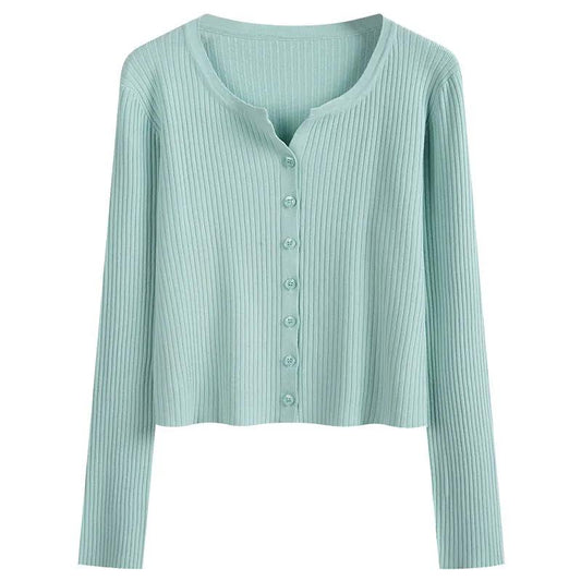 Thin Knitted Cardigan 2021 Sun Protection Jacket with Loose V-neck Long-sleeved Jacket