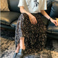 Pleated Floral Skirt Summer Women's High Waist Mid-length A-line Draping Chiffon Fairy Dress