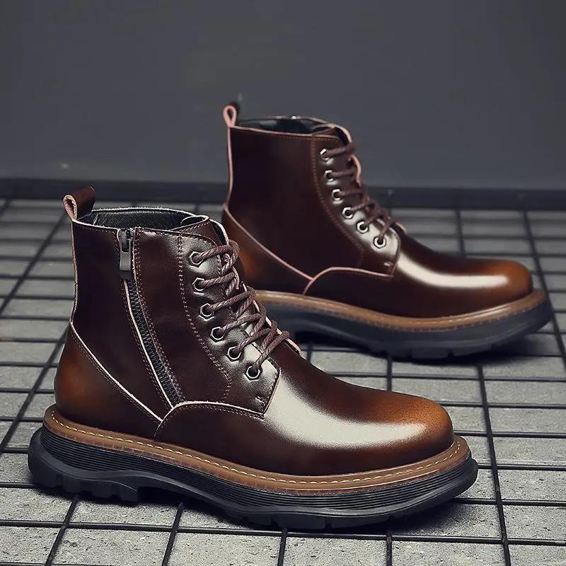 Martin Boots Autumn Men's High-top Boots Men's Leather Men's High-top Shoes Men's Motorcycle Boots Leather Boots