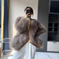 Fur Coat Winter Ladies Retro Fashion V-neck Waist Thickened Warm Mid-length Fur All-in-one Plush Jacket