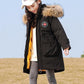 Girls' Warm Winter Clothes Mid-length Windproof Quilted Jacket Thicken Plus Velvet Winter Cotton Clothing