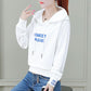 Hooded Short Cotton Sweater Spring and Autumn Pullover Loose Coat Fashionable Casual Blouse