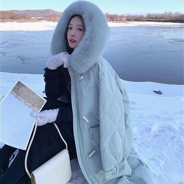 Good Quality Winter Cotton-padded Jacket Women's Mid-length Down Padded Jacket Thickened Warmth Over The Knee Large Fur Collar Padded Jacket
