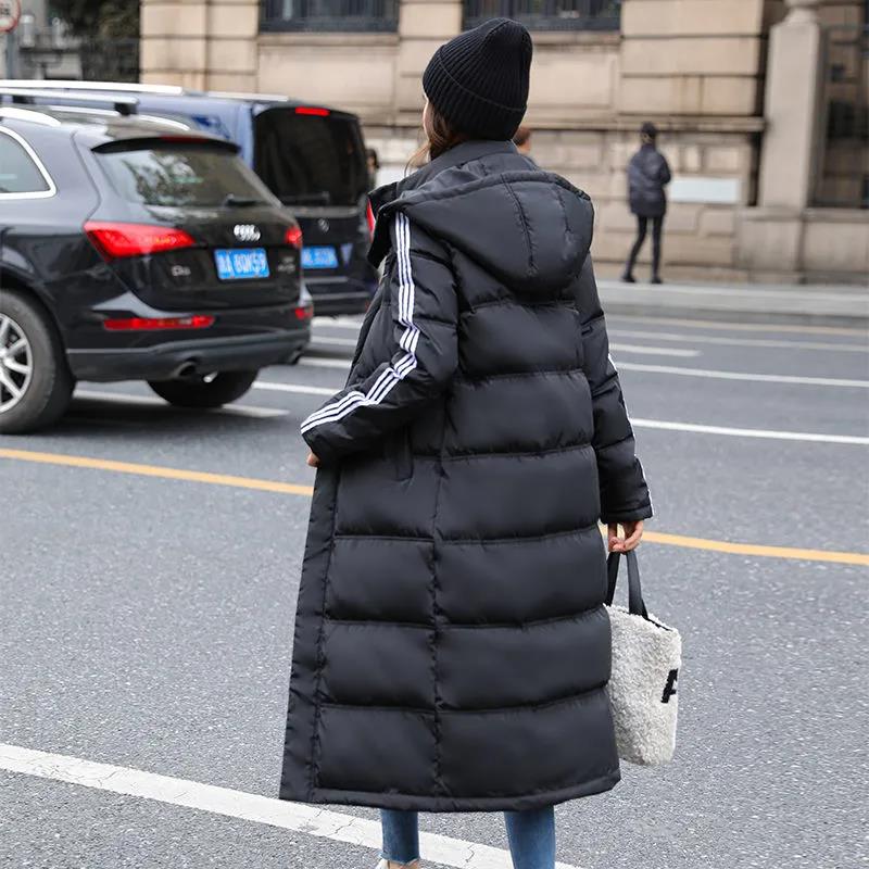 Down Jacket Women Black Thick Straight Loose Loose White Duck Down Knee-to-ankle Mid-length Super Long Winter Hood