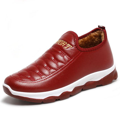 Women's Winter Leather Waterproof Cotton Shoes Plus Velvet Padded Non-slip Wear-resistant Short Boots