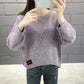 Autumn and Winter Loose Casual Sweater Round Neck Solid Color Simple Top Long Sleeve Women's Sweater