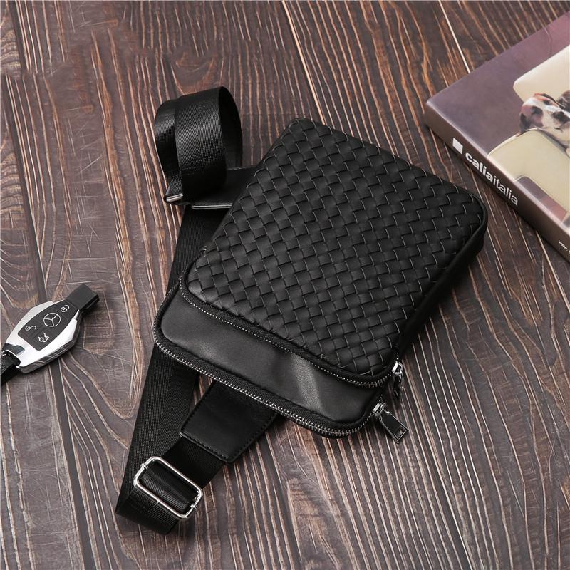 Chest Bag Men Waterproof Large Capacity Woven Crossbody Bag Outdoor Leisure Sports Shoulder Bag