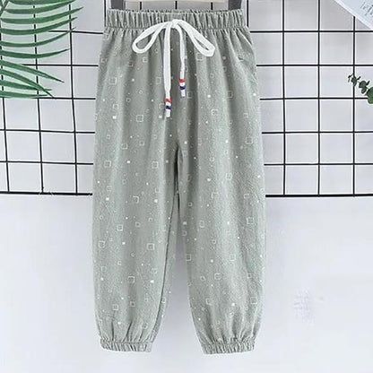 Children's Mosquito Pants Summer Thin Boys and Girls Printed Pineapple Geometry Pattern Trousers Casual Pants Leggings
