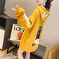 Large Size 200 Kg Mid-length Women's Sweater Autumn and Winter Fashion Trend Letter Printing Solid Color Plus Velvet Thick Women's Jacket