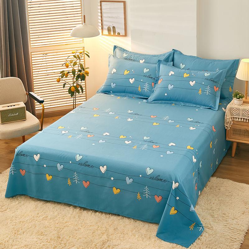 Spring Summer Household Bedding Large Single Piece of Bed Sheet Cotton Single Double Double Printed Bed Sheet