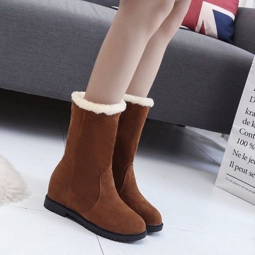 Winter Anti-skiing Boots Korean Women's Mid-tube Plus Velvet Thick Warm Shoes Comfortable Cotton Boots
