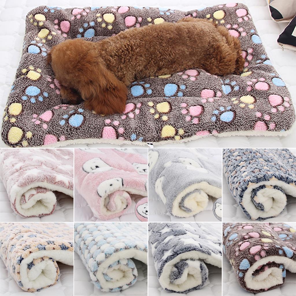 Pet Soft Blanket Winter Dog Cat Bed Mat Print Warm Sleeping Mats Small Medium Dogs Cats Fleece Mats Pet Pads