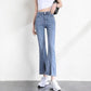 Slit Flared Jeans Women's Summer and Spring Slim High-waisted Thin Slim Cropped Trousers