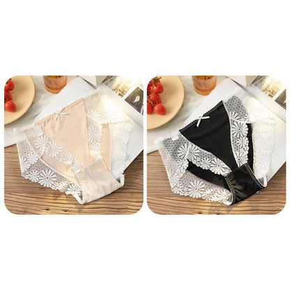 100kg Fat Mm High Waist Sexy Lace Underwear 2-piece Large Size Ice Silk Lingerie Thin Antibacterial Graphene Crotch Underwear