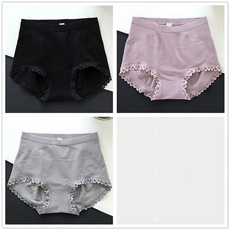 3 Packs of Antibacterial Sexy Women's Panties Japanese Mid-waist Briefs with Cotton Crotch Body Sculpting Buttocks Beautifying Trousers