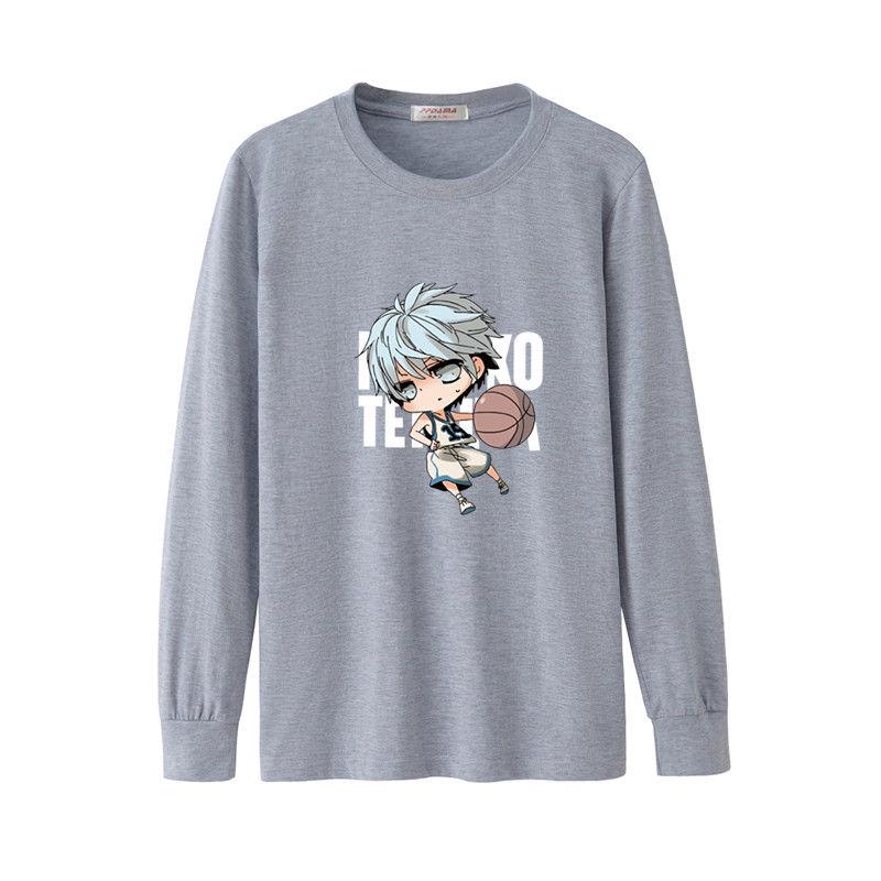 Round neck loose large size men's clothing trend wild T-shirt long-sleeved men's cotton T-shirt