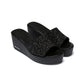 Outer Wear Thick-soled Ladies Wedge Sandals High-heeled Flip-flops Platform Shoes Black Sequined Fish Mouth High-heeled Sandals
