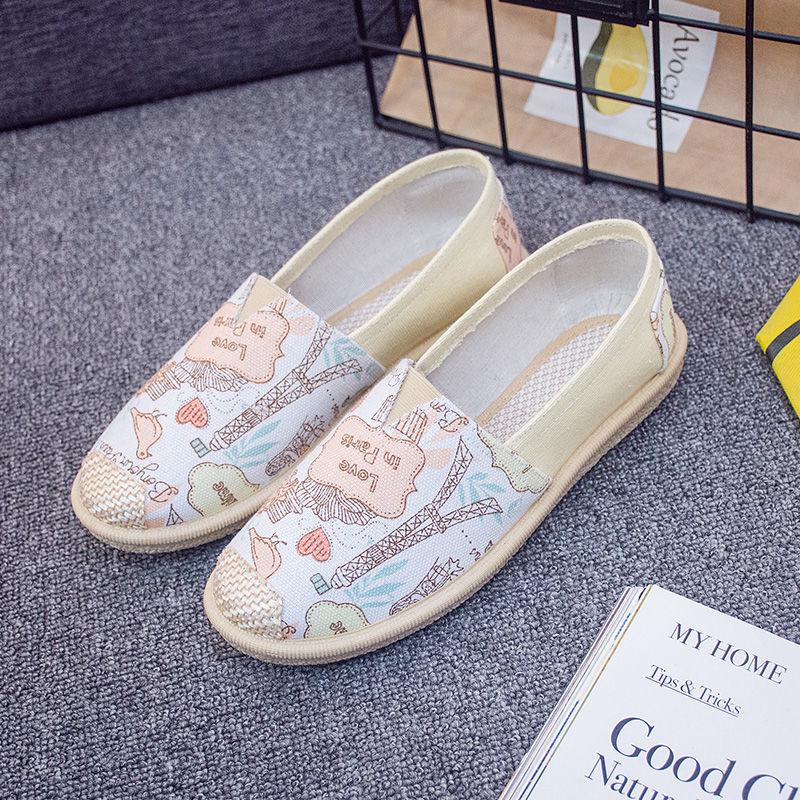 Summer Women Flat Shallow Loafers Canvas Shoes Fabric Female Casual Shoes Comfortable Breathable Ladies Mother Sewing