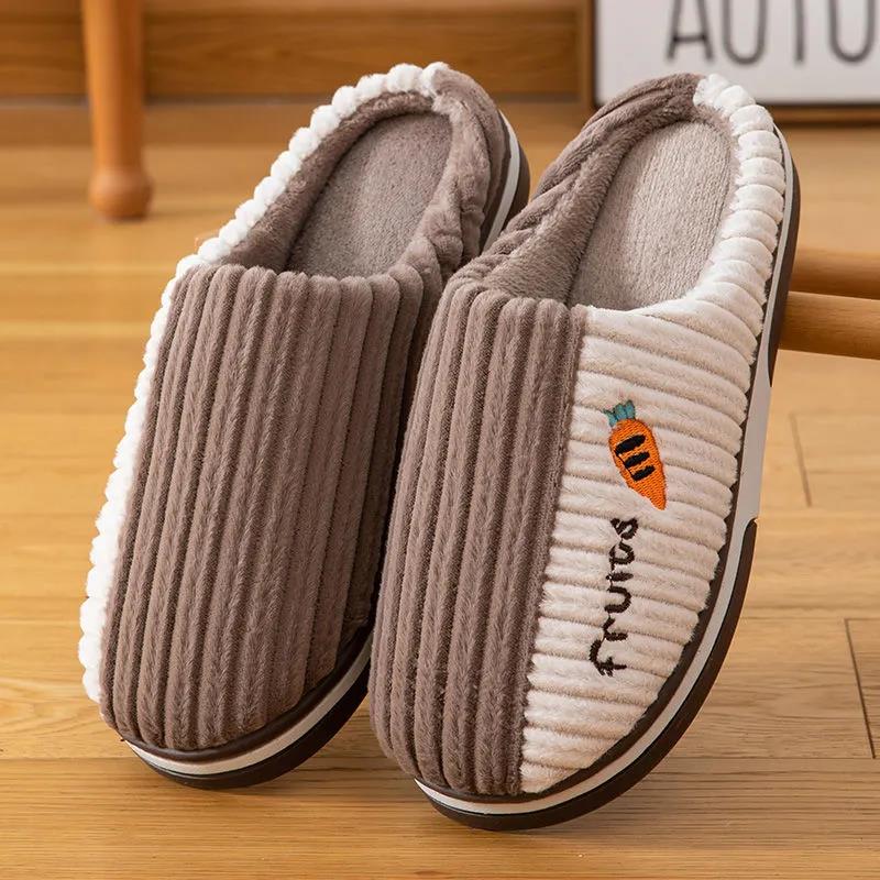 Men and Women 's Cotton Slippers Cute Winter Non-slip Couple Indoor Warm and Comfortable Thick-soled Slippers