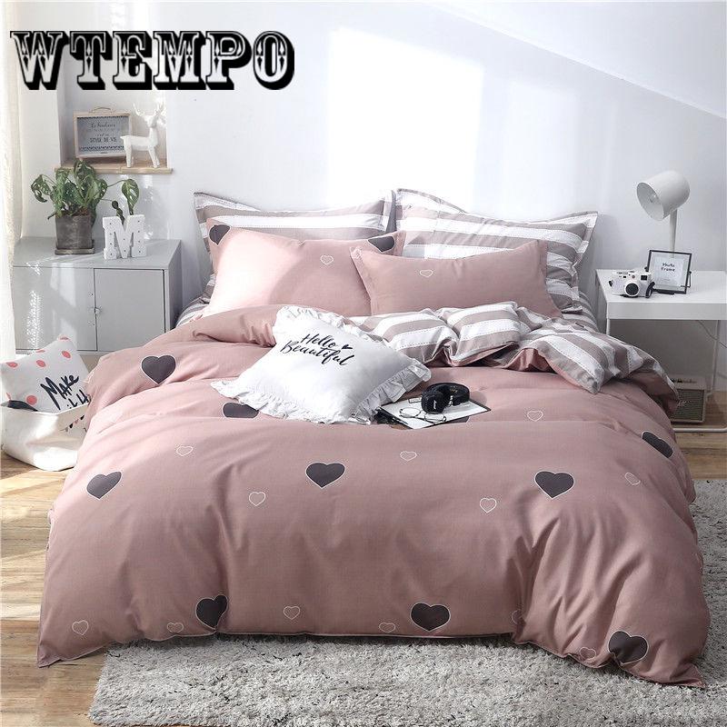 Wtempo Bedding Set 4Pcs Soft Duvet Cover Set with Pillowcase Twin Queen King Size Without Bed Sheet