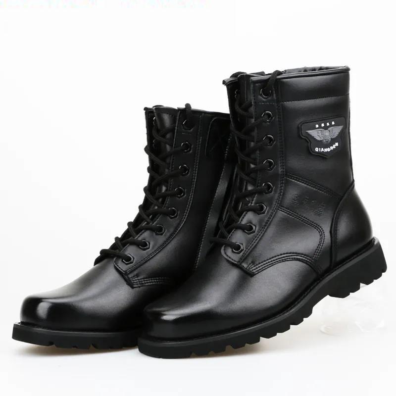 Men's Training Boots Combat Boots High-top Leather Wool Boots Outdoor Tooling Boots Single Boots Martin Boots
