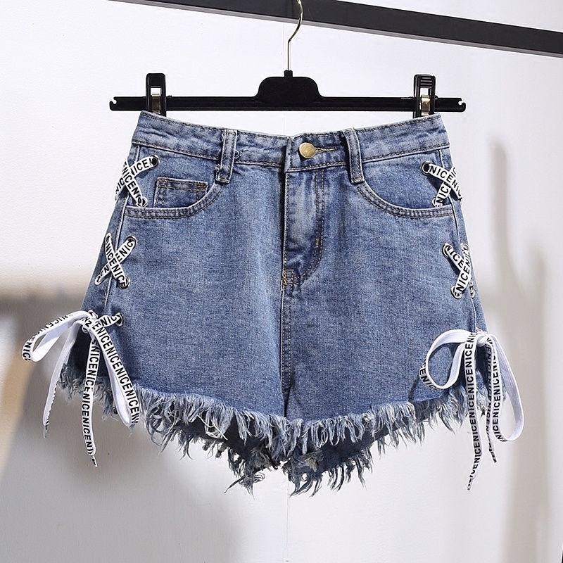 WTEMPO Denim Shorts Women's Short Jeans Khaki Wide Leg Waist Retro High Waist Shorts Women Summer