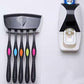Automatic Toothpaste Dispenser + 5pcs Toothbrush Holder Set Wall Mount Rack Bathroom Accessories
