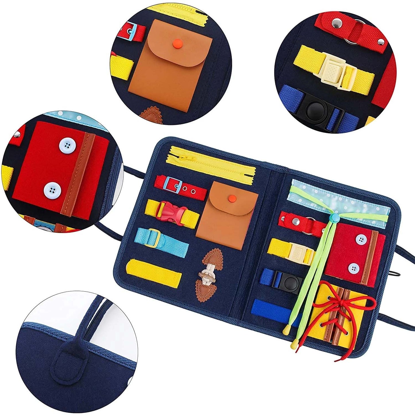 Cloth Books Montessori Toy Early Learning Educational Baby Busy Board for Toddler Sensory Develop Basic Skills Girls Boy Gift
