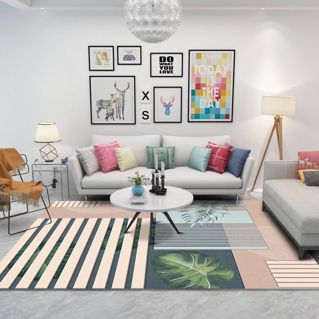Modern Nordic Living Room Carpet Anti-Slip Soft Kids Room Carpets Area Rugs Bedroom Large Mats