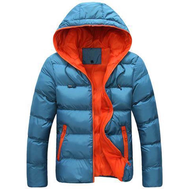 Men's Hooded Windproof Cotton Down Jackets Zipper Long Sleeve Outwear Men Casual Cotton Warm Jacket
