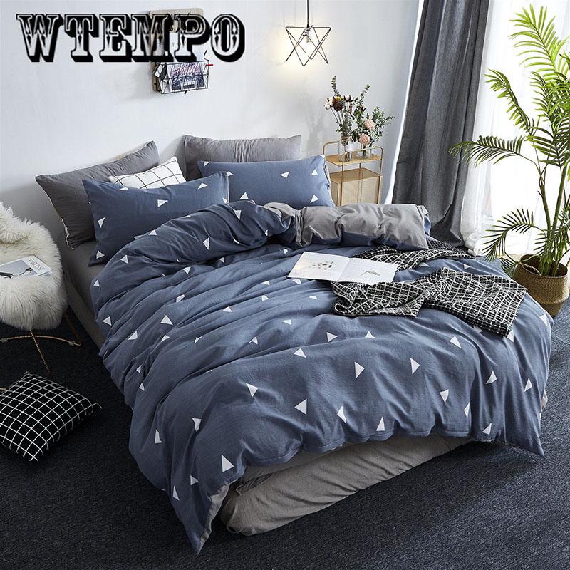 WTEMPO Fashion simple skin-friendly breathable bed sheet Quilt cover pillowcase bedding 3/4pcs