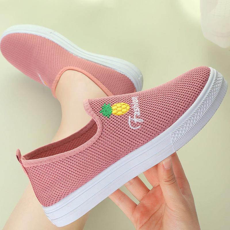 Women's Mesh Shoes Trend All-match One-step Sneakers Breathable Soft Sole Mother's Single Shoes Lazy Shoes Student Shoes