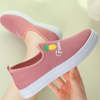 Women's Mesh Shoes Trend All-match One-step Sneakers Breathable Soft Sole Mother's Single Shoes Lazy Shoes Student Shoes