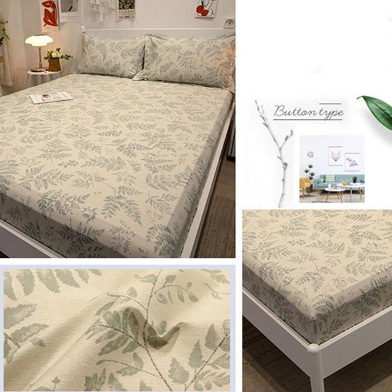 Three-piece Skin-friendly Cotton Bedspread Bed Sheet Pillowcase Non-slip Thick Protective Cover Mattress Cover