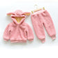 Children's Cotton-padded Clothes Suits Boys and Girls Winter Clothes Plus Fleece Sweater Autumn and Winter Two-piece Suit