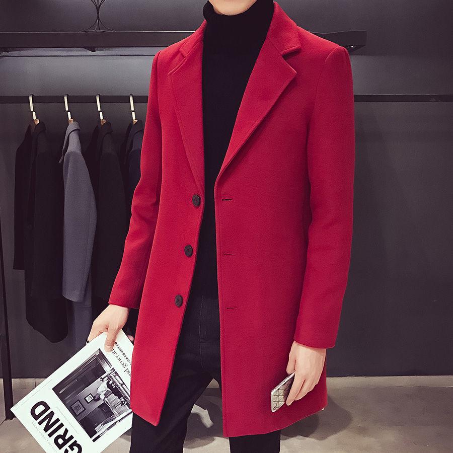 Men's Woolen Coat Long Windbreaker Man Jacket Overcoat for Male Casual Outer Wear Men Clothing