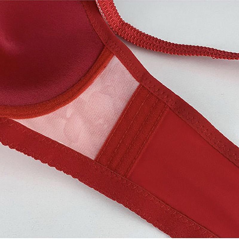 Sexy and Comfortable Gathering and Receiving Breast Adjustment Thin Section No Steel Ring Embroidered Women's Underwear Bra