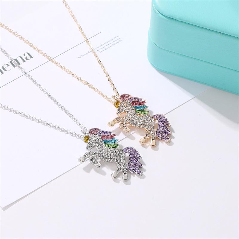 Unicorn Necklace Color Micro-encrusted Pony Necklace