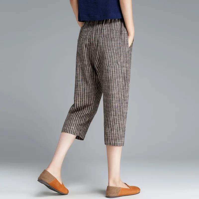 Summer Thin Cotton-linen Cropped Trousers Women Loose Large Size Casual High-waist Harem Pants Nine-point Cotton and Linen Pants Women