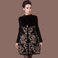 Vintage  Printed Woolen Sweater Women Thickened Long High Neck Furry Pullover Dress Plus Size  Loose Bottoming Sweater Dress