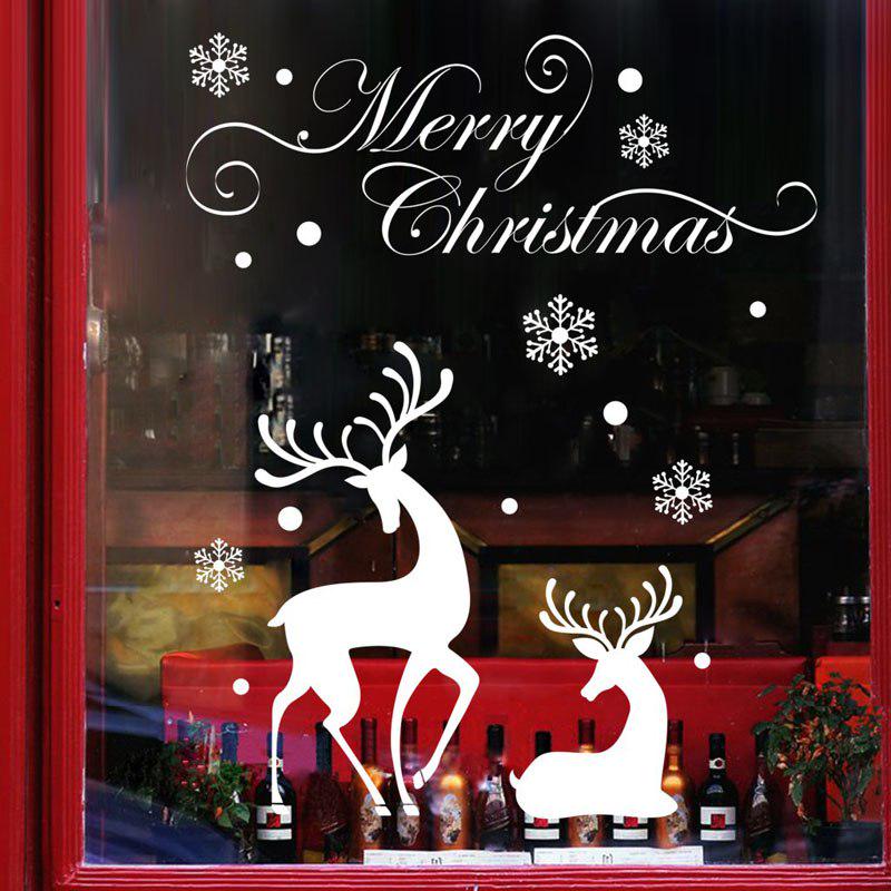 Christmas Window Stickers White Snowflake Reindeer Wall Stickers Merry Christmas Decoration