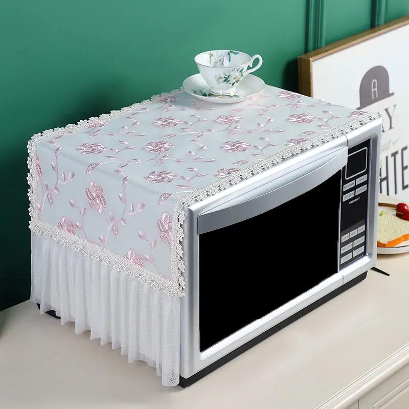 Microwave Oven Cover Towel Oil-proof Universal Fashion Breathable Lace Embroidered Non-slip Dust Cover