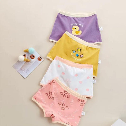 4 Pieces/Lot 2-12Y Children Underwear High Quality Cotton Girls Panties Cute Pattern Kids Boxer Briefs Child Soft Girl Pants