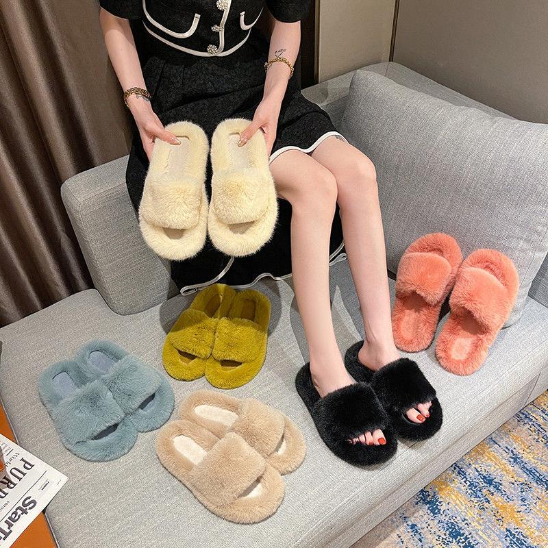 Fashionable Furry Cotton Slippers Ladies Slippers Keep Warm In Autumn and Winter Leisure Home Furnishing