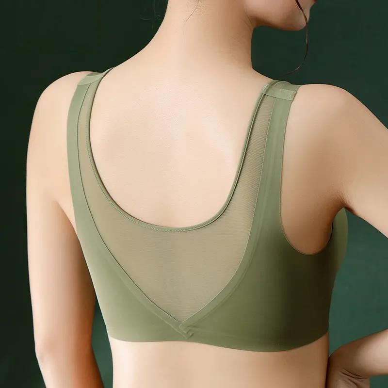 Ladies Seamless Ice Silk Underwear Beauty Back No Steel Ring Gather Bra Sports Vest Close Breast Yoga Vest Gym Fitness Bra