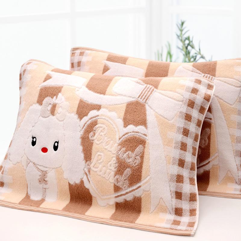 Four Seasons Adult Cotton Cartoon Pillow Towel Pair Pack Increase Thicker Soft Comfortable Couple Terry Absorbent Pillow Towel