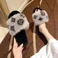Slippers for Women Winter Fur Cotton Slides Open Toe Luxury Designer Indoor Soft Lady Slippers Shoes Leopard Sexy Female Winter Slipper Plus Size
